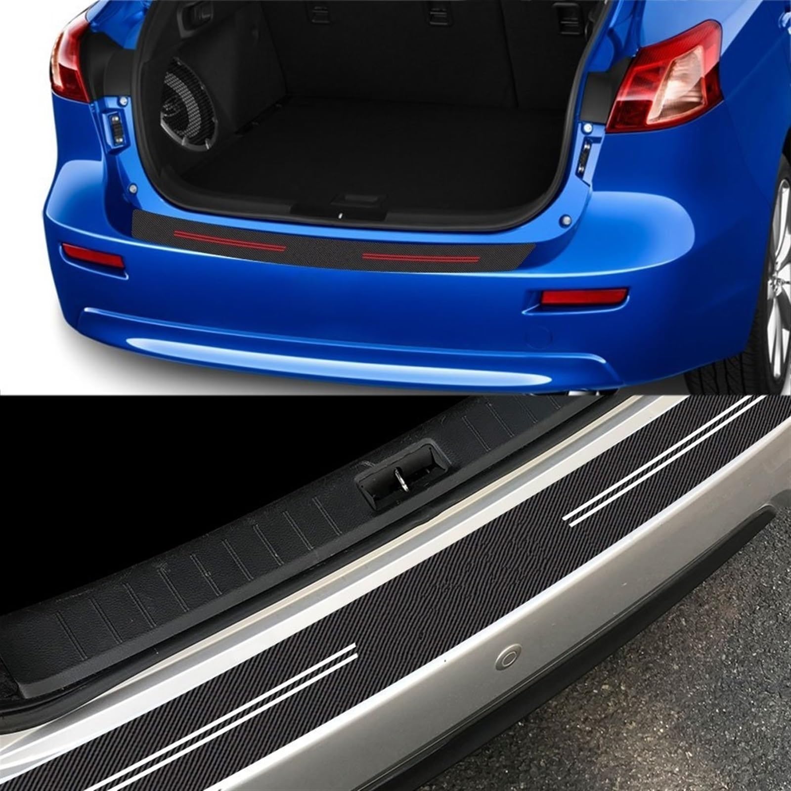 Tira Protectora de Parachoques Pegatinas Decorativas para protección calcomanía Protectora de Fibra Carbono para Cubierta Pedal Parachoques Trasero Coche para Peugeot 208