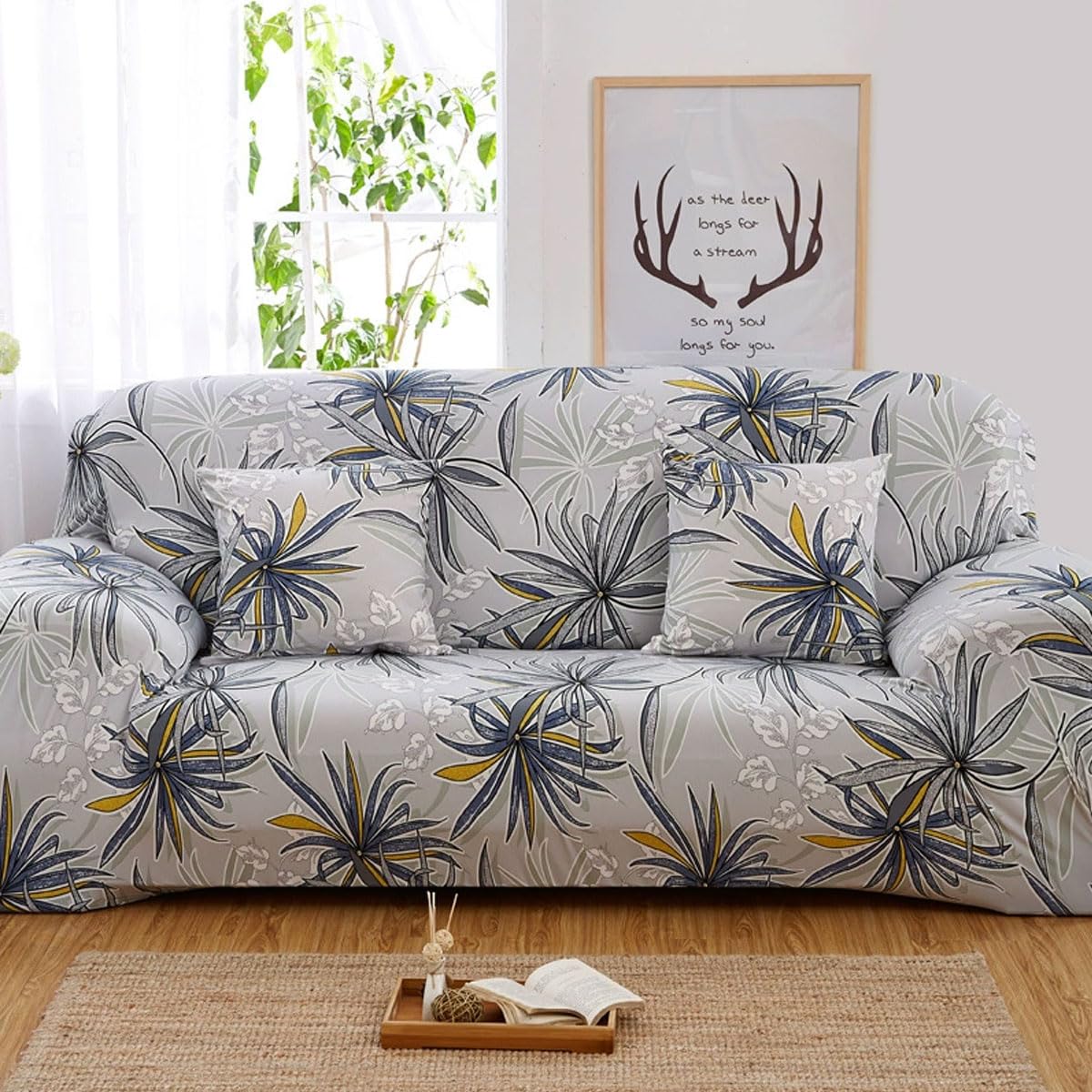 Sswh U Sofa Cover 1/2/3/4 Seater High Stretch Sofa Covers 3D Printed Spandex Sofa Covers All-Inclusive Sofa Slipcover Non Slip Sofa Slipcover Niversal Fitted Sofa Sl(Size:4 Seater(235-300Cm),Color:u)