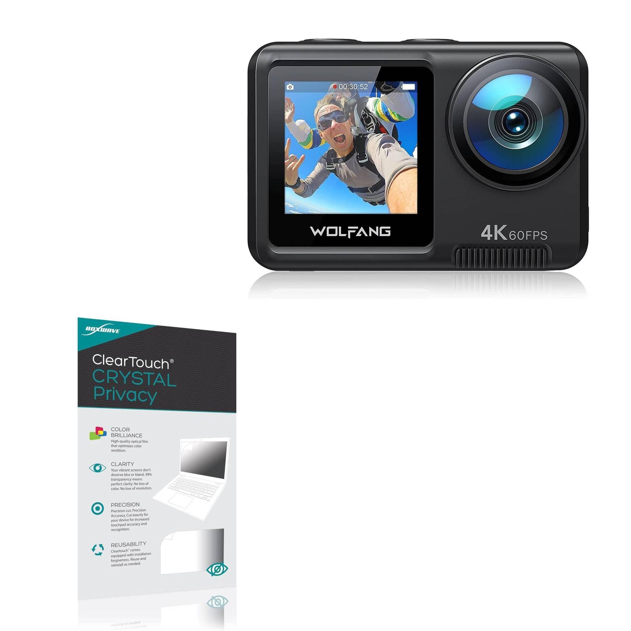 BoxWave Screen Protector Compatible With Wolfang GA420 Action Camera - ClearTouch Crystal Privacy (2-Pack), Privacy Screen Protector Flexible Film Clear