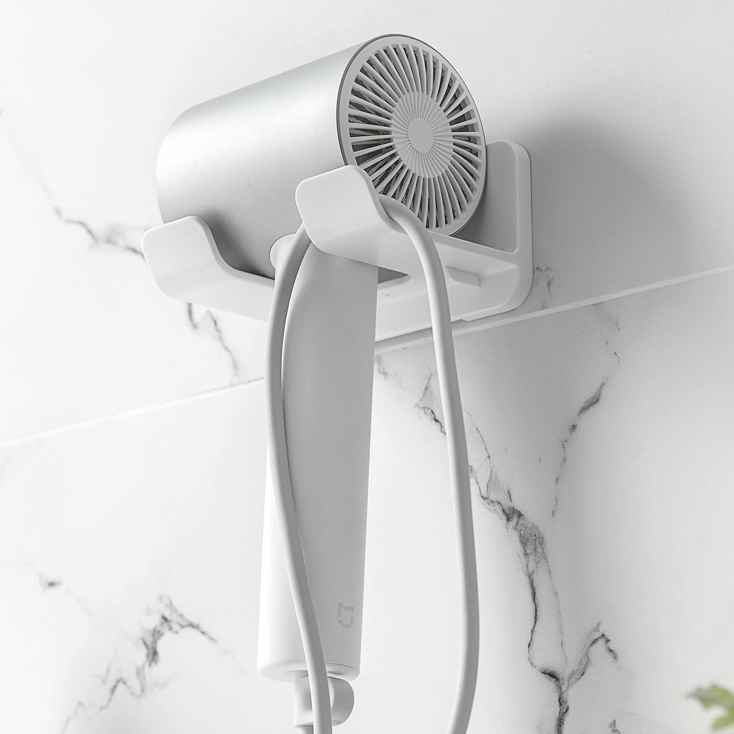 Premium Space-Saving Hair Dryer Holder – Wall-Mounted, Bathroom Organizer, Suitable for Hair Dryer and Other Bathroom Appliances – White