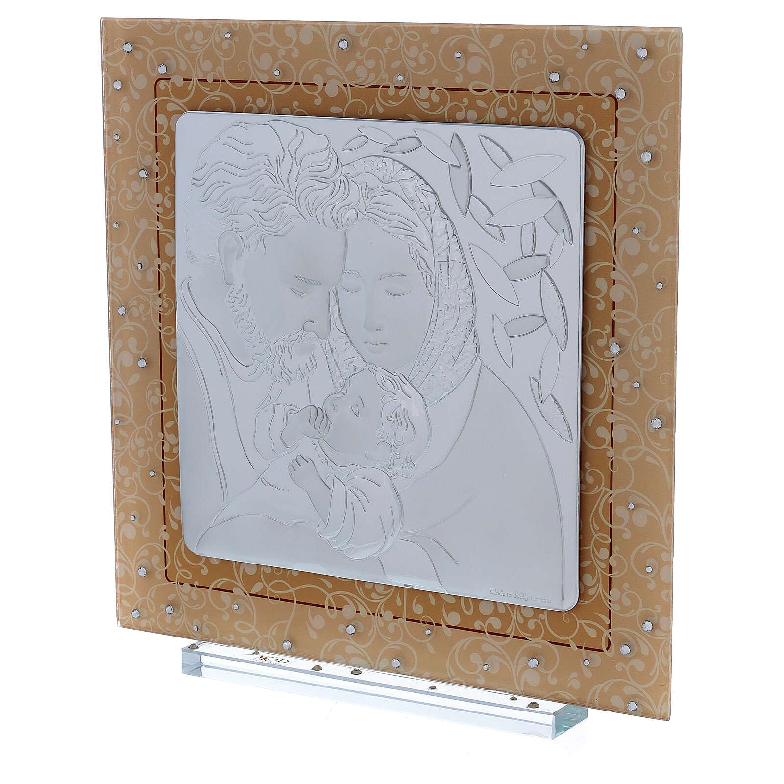 Holy Family Picture, Murano Glass and bi-Laminate, 30x30 cm