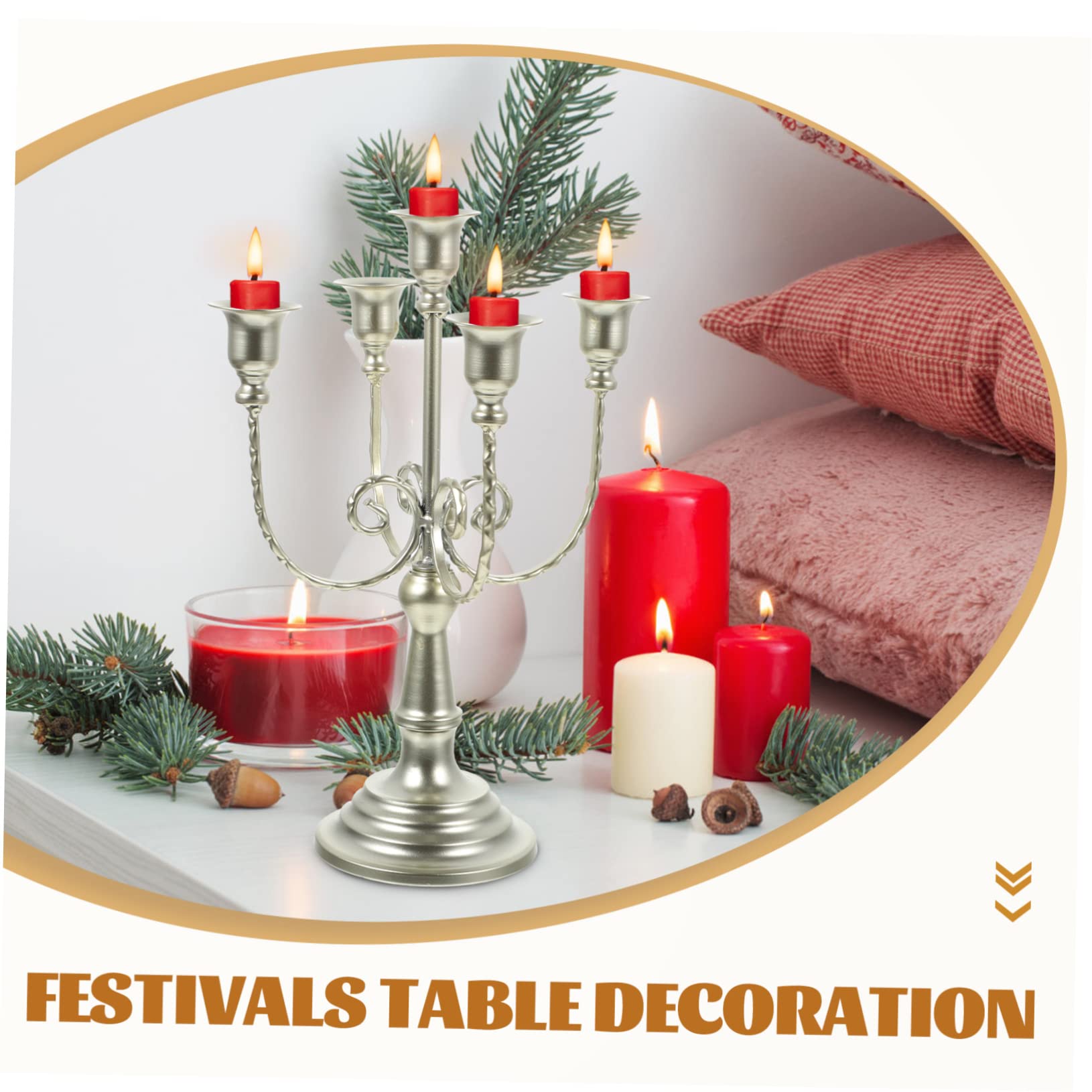 PRETYZOOM Antiker Eisen Kerzenständer Vintage Tischdekoration Kandelaber für Esstisch Kerzenhalter mit Filigraner Form für Romantische Anlässe