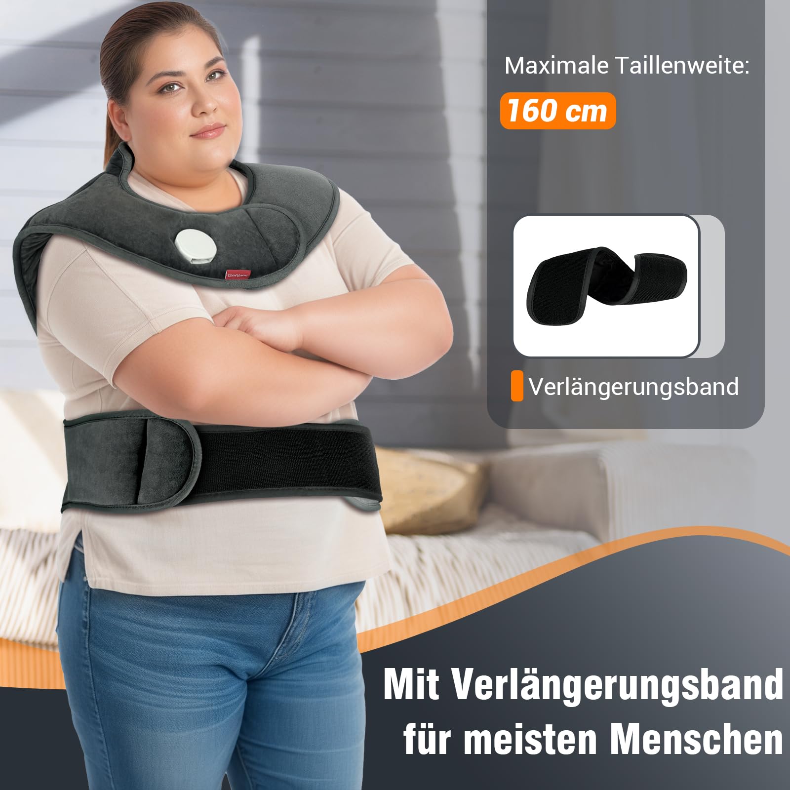 Comfytemp Infrarot gewichtetes Heizkissen für Nacken Schulter und oberer Rücken, 1,1 kg Wärmekissen mit 6 Wärmestufen 1-3 h Abschaltautomatik, 57x50cm Elektrisches Oberkörperwärmer Maschinenwaschbar