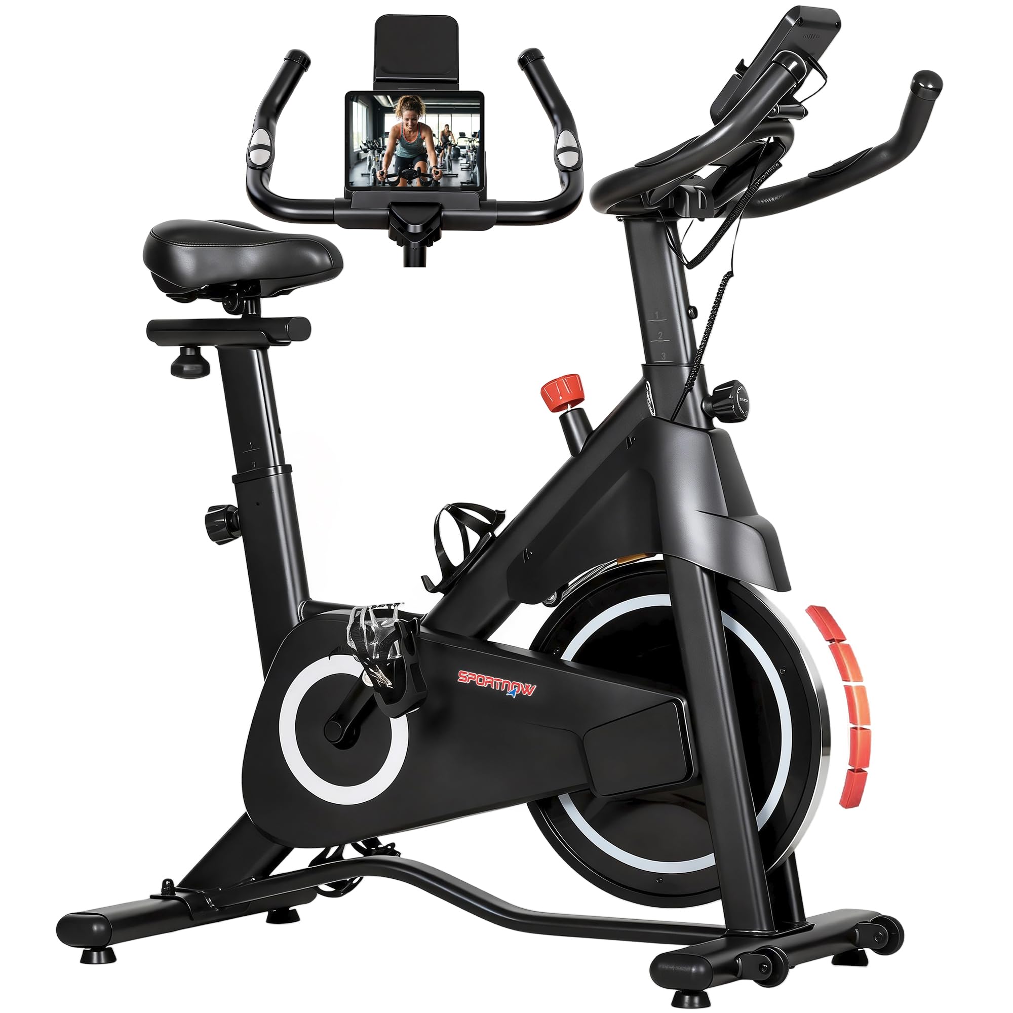 SPORTNOW Vélo d'Appartement avec Résistance Magnétique Réglable, Vélo d'Appartement avec Écran LCD, Siège Confortable, Selle et Guidon Réglables, pour Entraînement Cardio, Capacité 120 kg