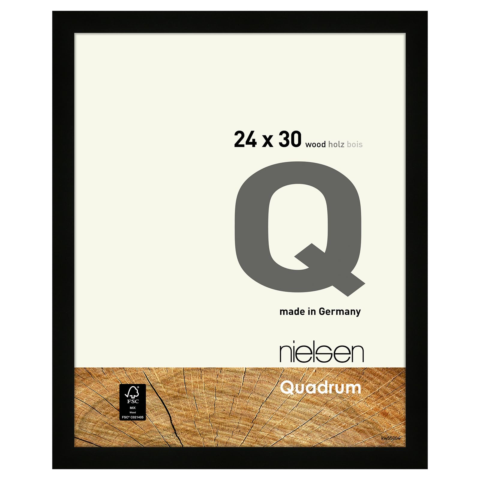 Nielsen Black Quadrum Wooden Picture Frame - 24X30cm - With Float Glass And Easy Push-Turn Clips - For Photos And Art