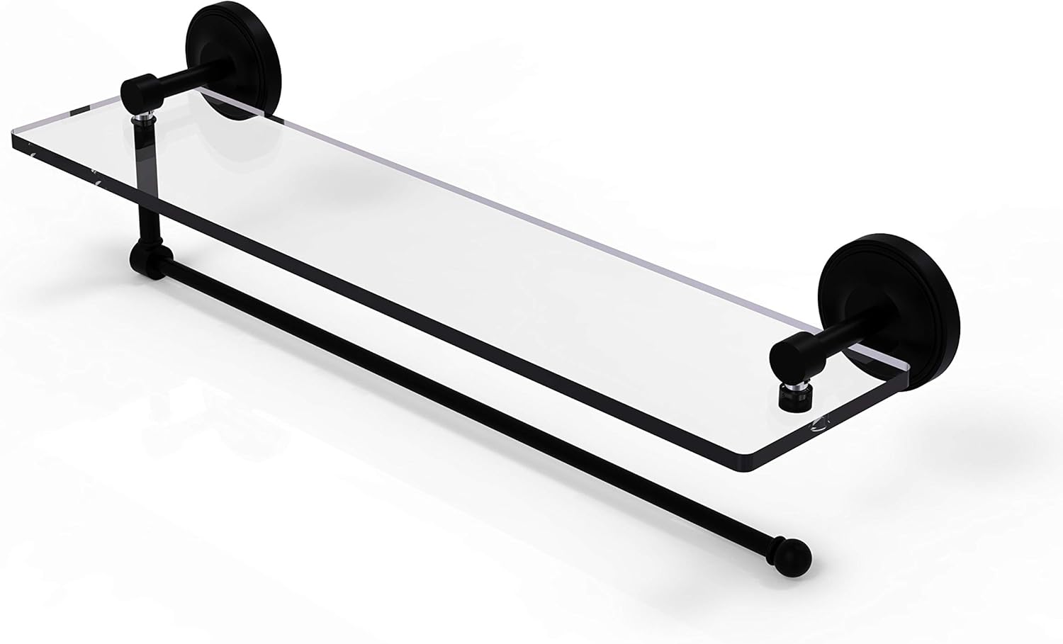 Allied Brass Prestige Regal Collection 22 Inch Glass Shelf Paper Towel Holder, Matte Black