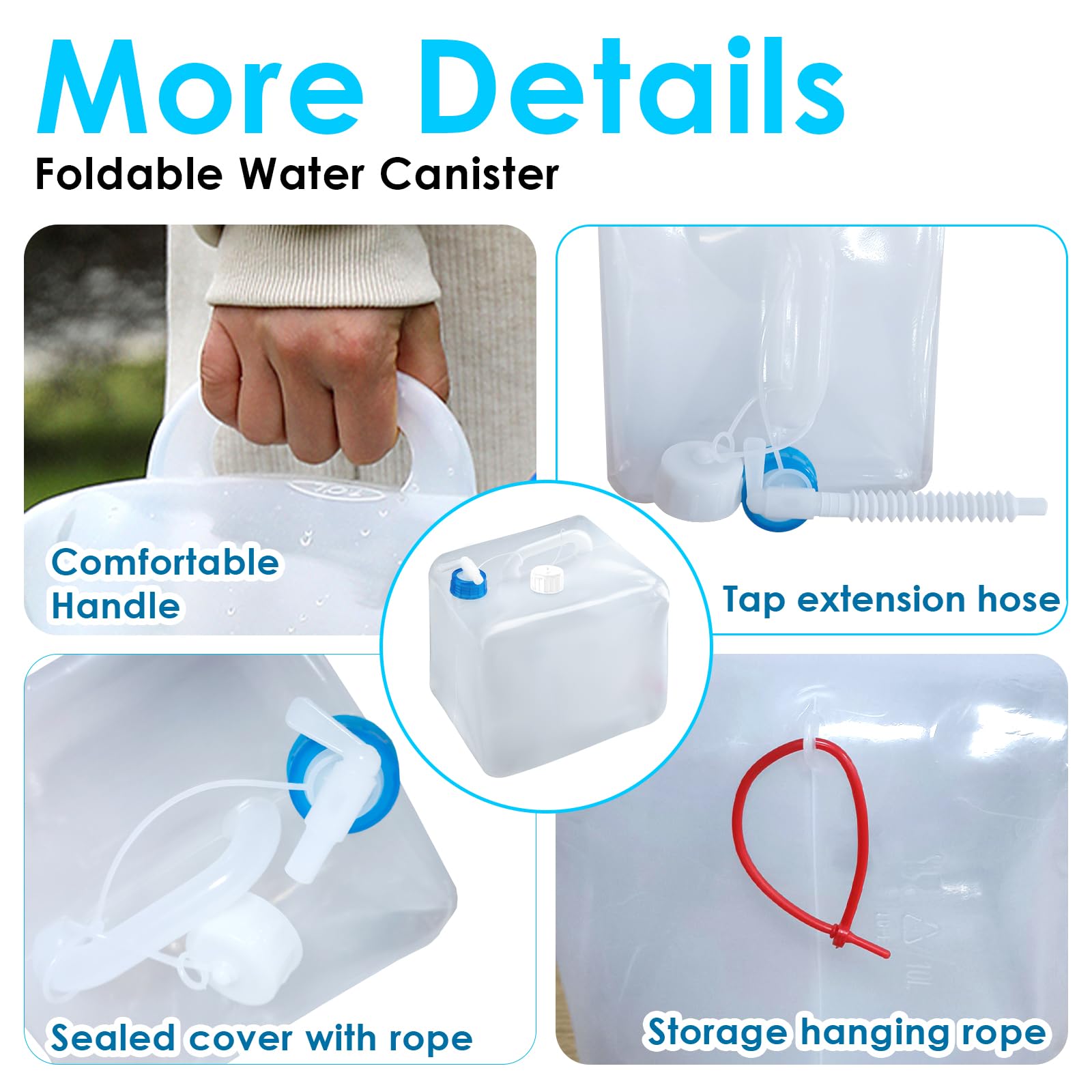 Caraffa per acqua da campeggio, pieghevole, 10 l, 20 l, serbatoio per acqua da 20 l, pieghevole, per esterni, campeggio, escursionismo