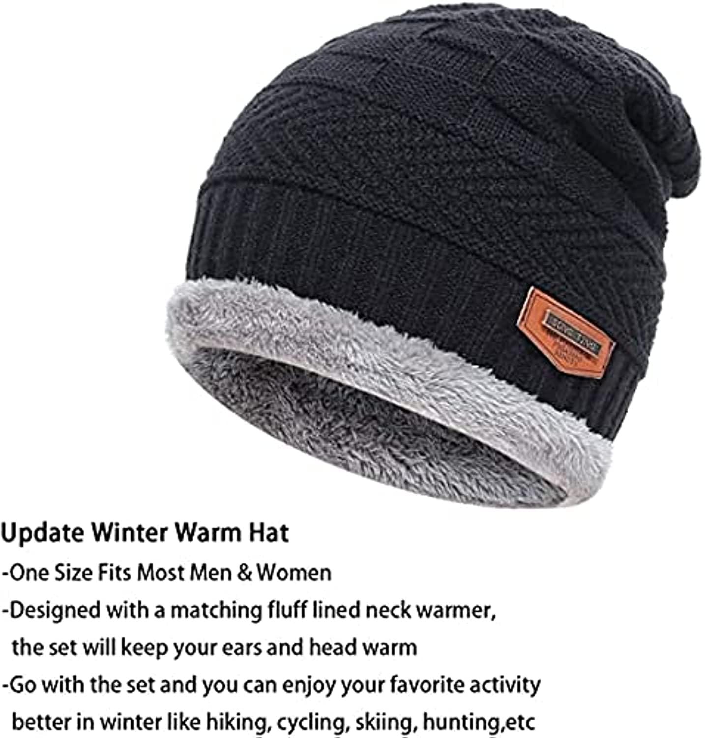 VANSHORA Winter Woolen Beanie Cap And Muffler Scarf Set For Men Women | Ultra Soft Acrylic Knit Skull Cap With Faux Fur Lining | Warm Unisex Winter Combo 4
