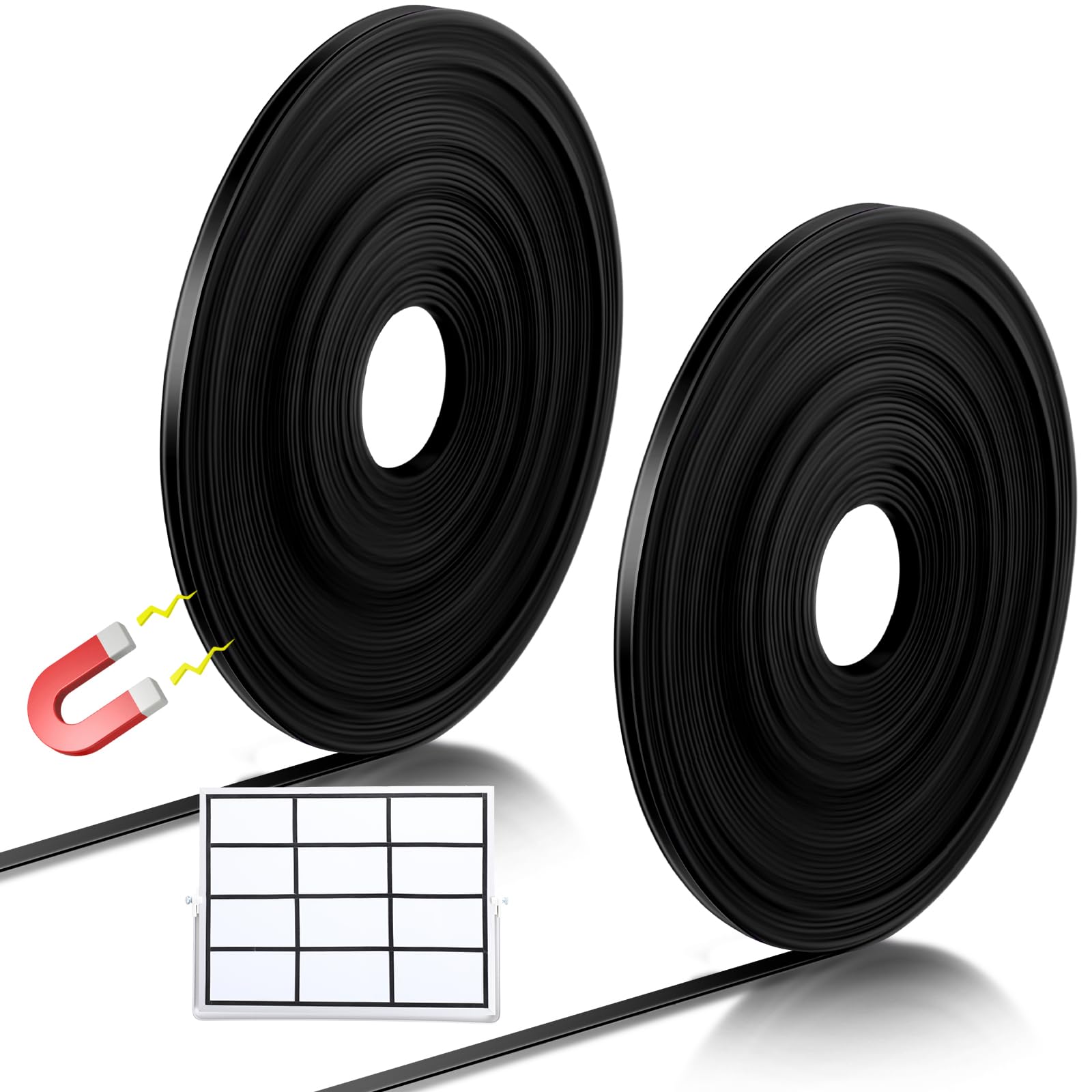 Tellegloww Black Magnetic Tape Roll Thin Strips, 1/2 Inch X 25 Feet, 2 Pcs