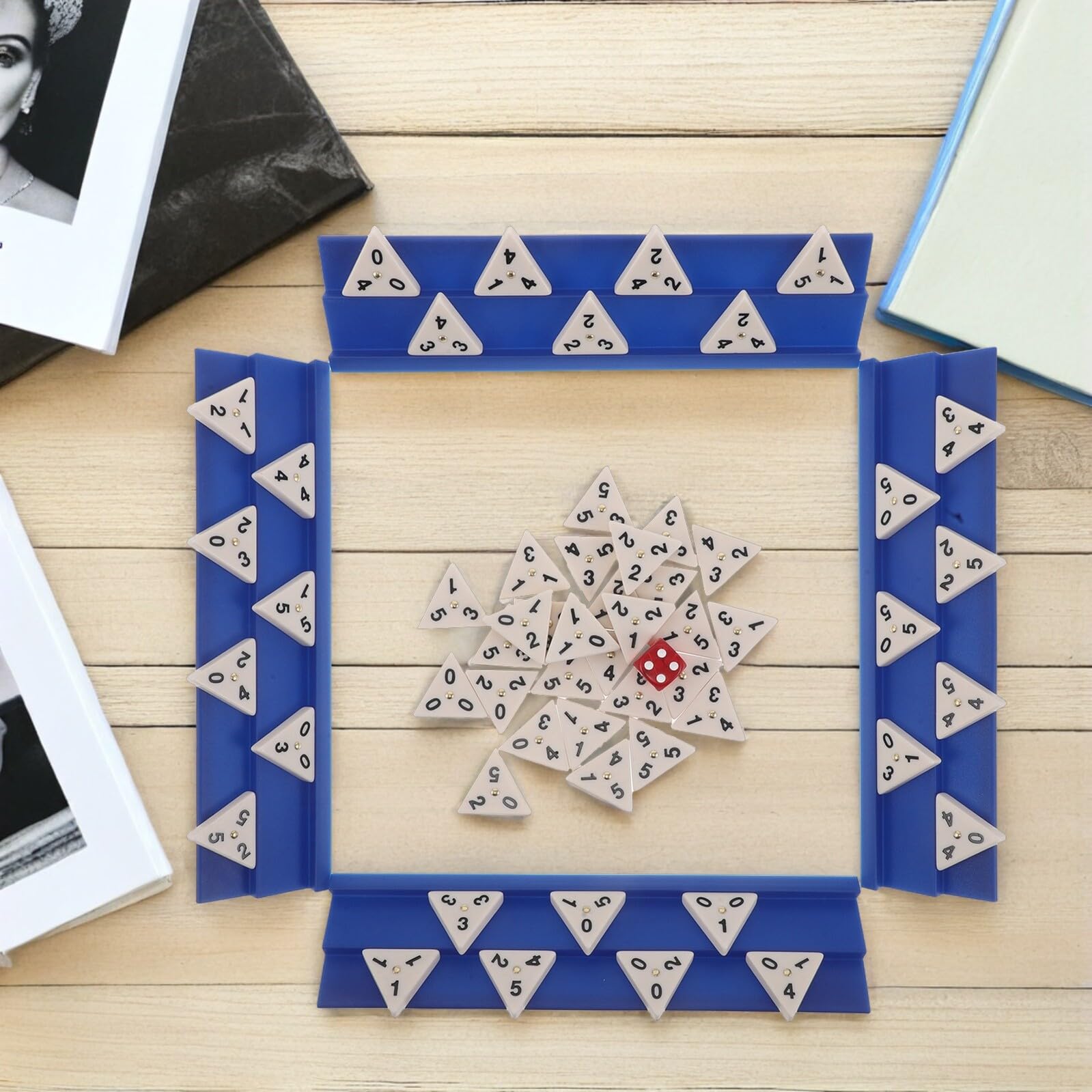 GALPADA Juego de Fichas de Dominó Triangular de Melamina Portátil Estuche de Viaje Piezas Numéricas Claras para Entrenamiento Lógico y Juego Familiar Compacto para Ocio y Estrategia en