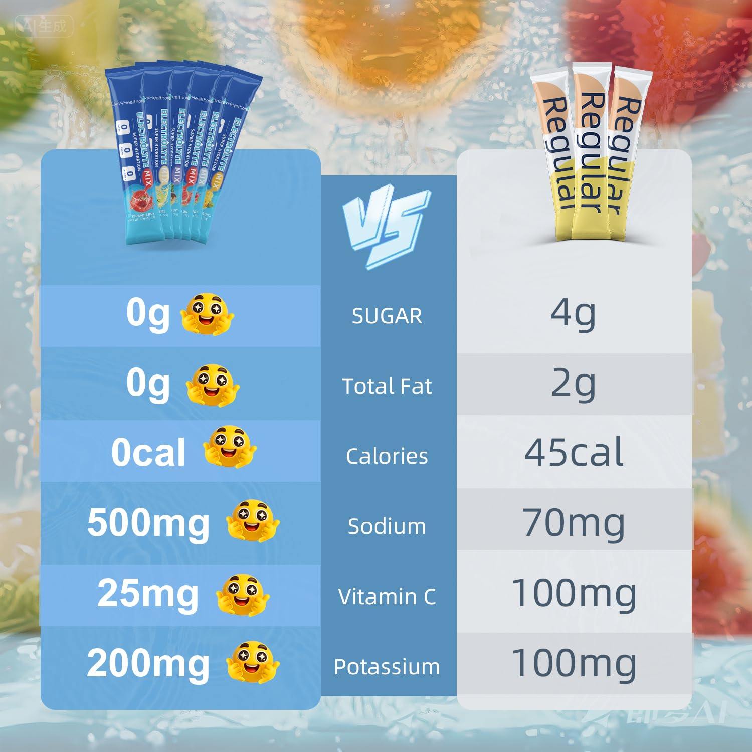 Electrolyte Powder Packets Sugar Free Hydration Drink Mix with 5 Key Electrolytes Magnesium Sodium Potassium Zinc Calcium Vitamin C – 30 Travel Packs, 6 Fruity Flavors Zero Sugar Keto & Vegan Friendly — Amazon image 2
