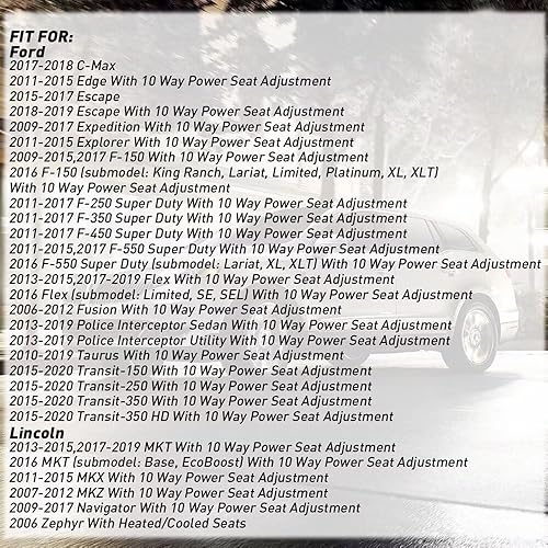 Miniatura 4 de Interruptor de control de ajuste del asiento eléctrico del lado del pasajero delantero compatible con Ford F150 F250 F350 Explorer Expedition