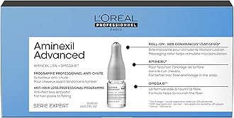 L'Oréal Professionnel Strengthening Hair Treatment Against Hair Loss For Fuller Hair, Aminexil Advanced Anti-Hair Loss Activator Treatment, 10 x 6 ml
