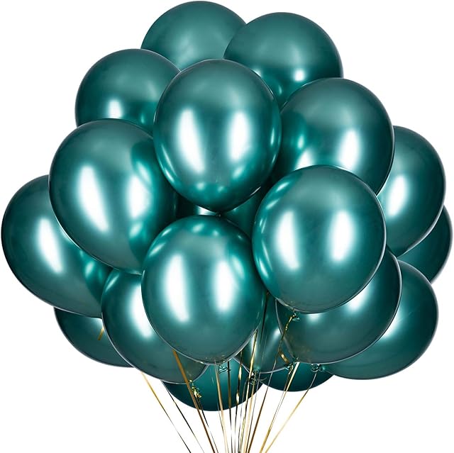 GAKA FAVOR Chrome Balloons 12inch 50 Pcs Green Latex Metallic Balloons Thicken Helium Shiny Balloons For Weddings Birthdays bachelor Graduation Party Decorations Supplies - Metallic Green Balloons