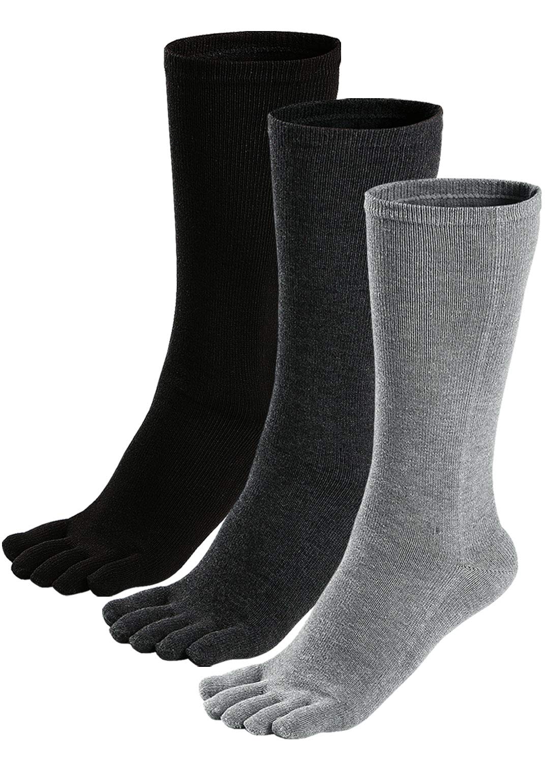 Putuo Men's Multicoloured-3 Pairs Toe Socks Cotton Five Finger Socks Sports Running Crew Socks, Uk Shoes 6-10