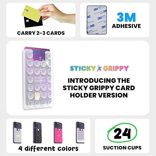 Miniatura 9 de StickyGrippy Soporte para tarjeta de teléfono con ventosa, cartera para teléfono, accesorio adhesivo de silicona para iPhone y Android, soporte para