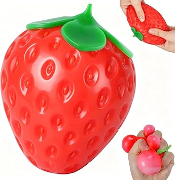 Giant Strawberry Squishy, Strawberry Stress Ball, Realistic Fruit Squish Toys, Lovely Cute Strawberry Slow Rising Squishies, Cute Sensory Fidget Stress Balls for Kids Adults Stress & Anxiety Relief