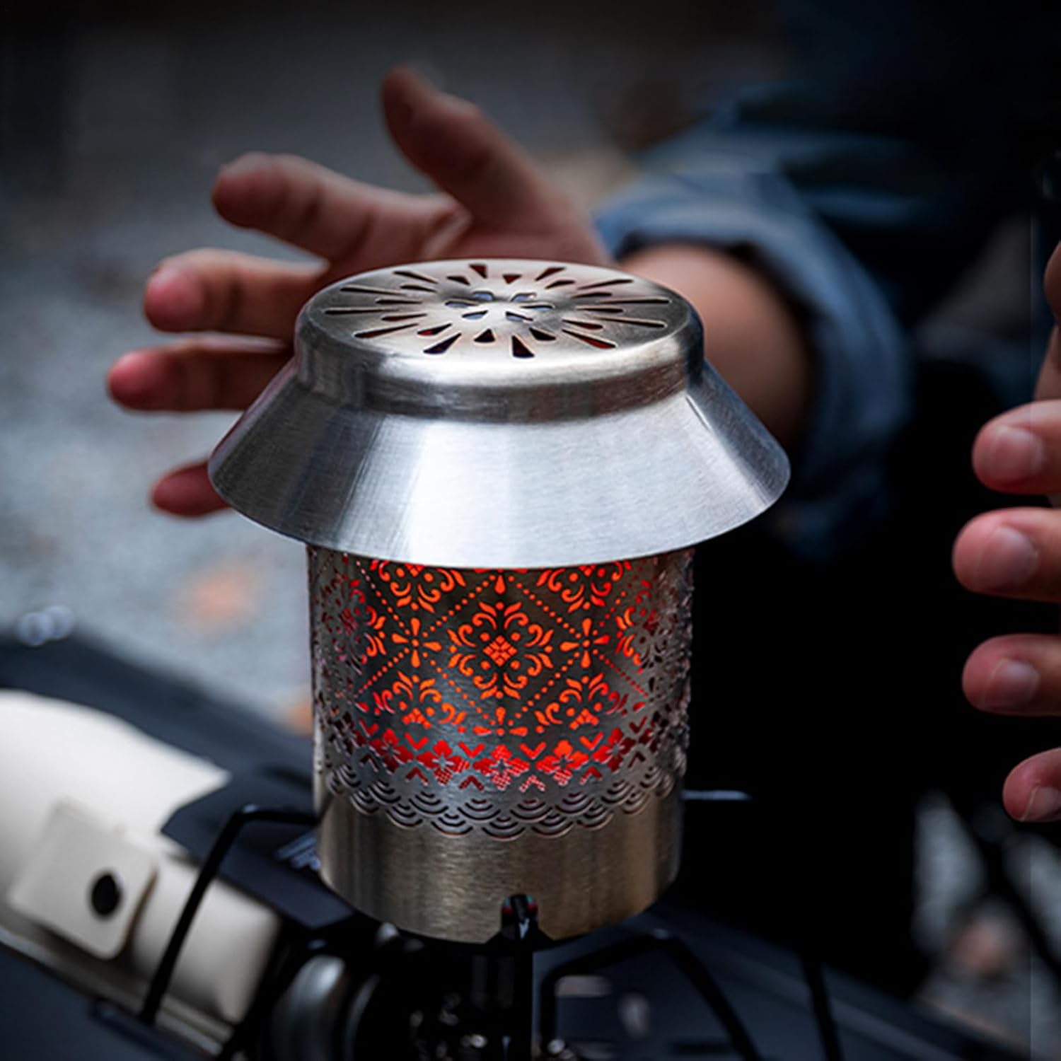 Camping Tent Heater Cover - Outdoor Supply Stainless Steel Portable for Heating,Metal Stove Cover,For,Hiking,Travel,Cooking Coffee And Survival