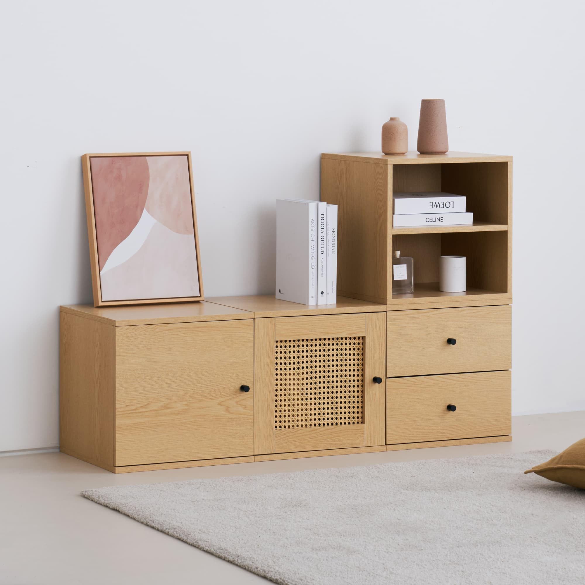 Amazon.co.jp: VENTOTA キャビネット 収納 引き出し ラタン調 サイド