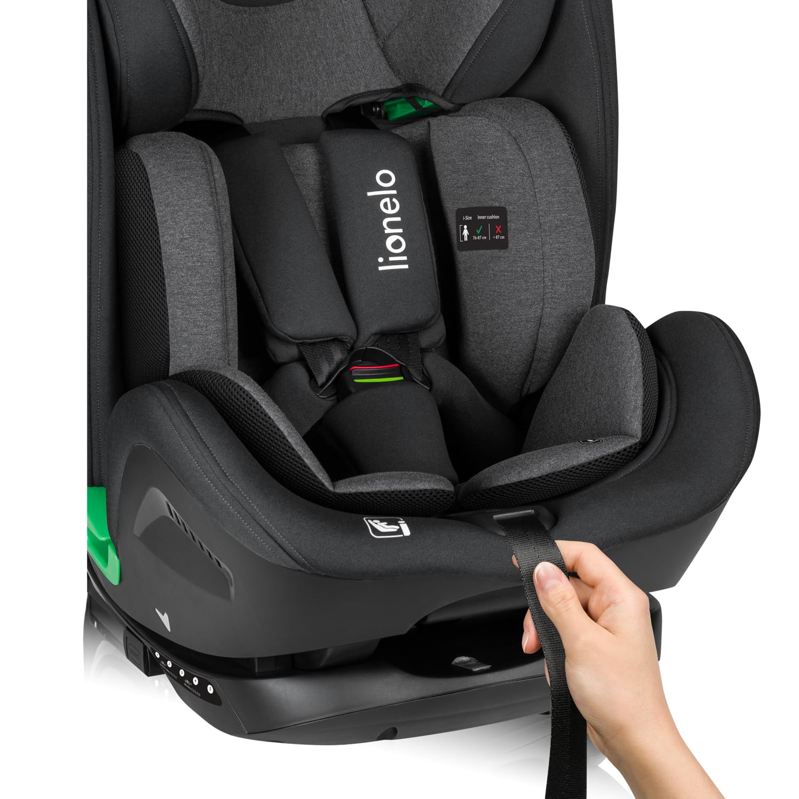 LIONELO HARPER I-SIZE Silla Coche para Niños de 76 a 150 cm, Grupo 1,2,3 Norma R129 i-Size, Montaje Hacia Delante ISOFIX y Cinturón TT, Reposacabezas y Respaldo Ajustables Reductor | Grupo 1,2,3 Norma R129 i-Size, Montaje hacia Delante ISOFIX y Cinturón T