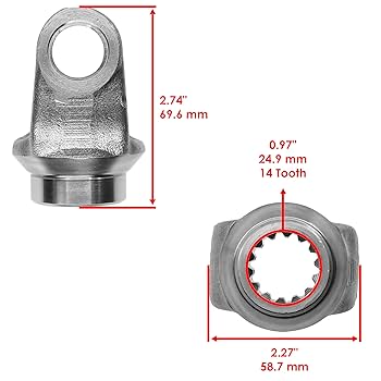 Caltric Front Middle Drive Shaft Yoke Compatible with Yamaha