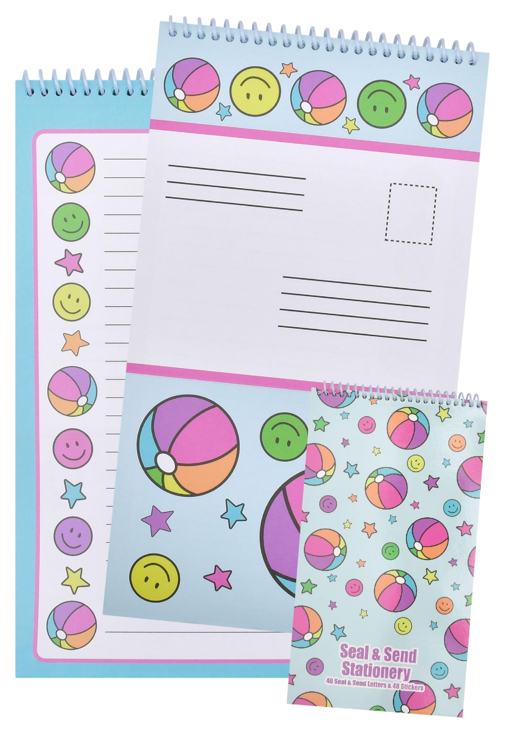 iscream Fold and Send Girls Stationery Card Pad with Seals - Beach Balls