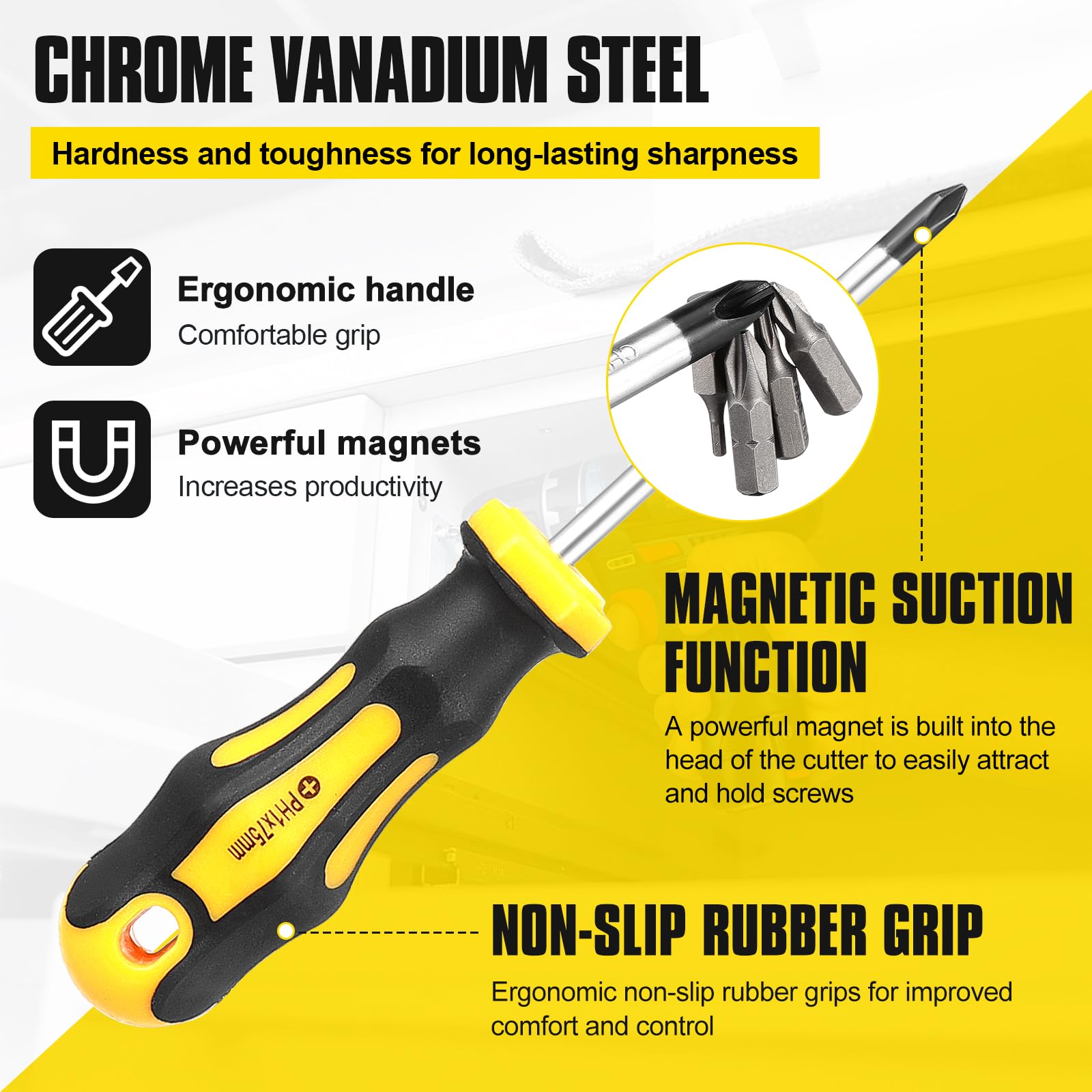 HSEAMALL 42PCS Magnetic Screwdriver Set,Including Slotted, Phillips, Torx, Hex, Square - Image 3