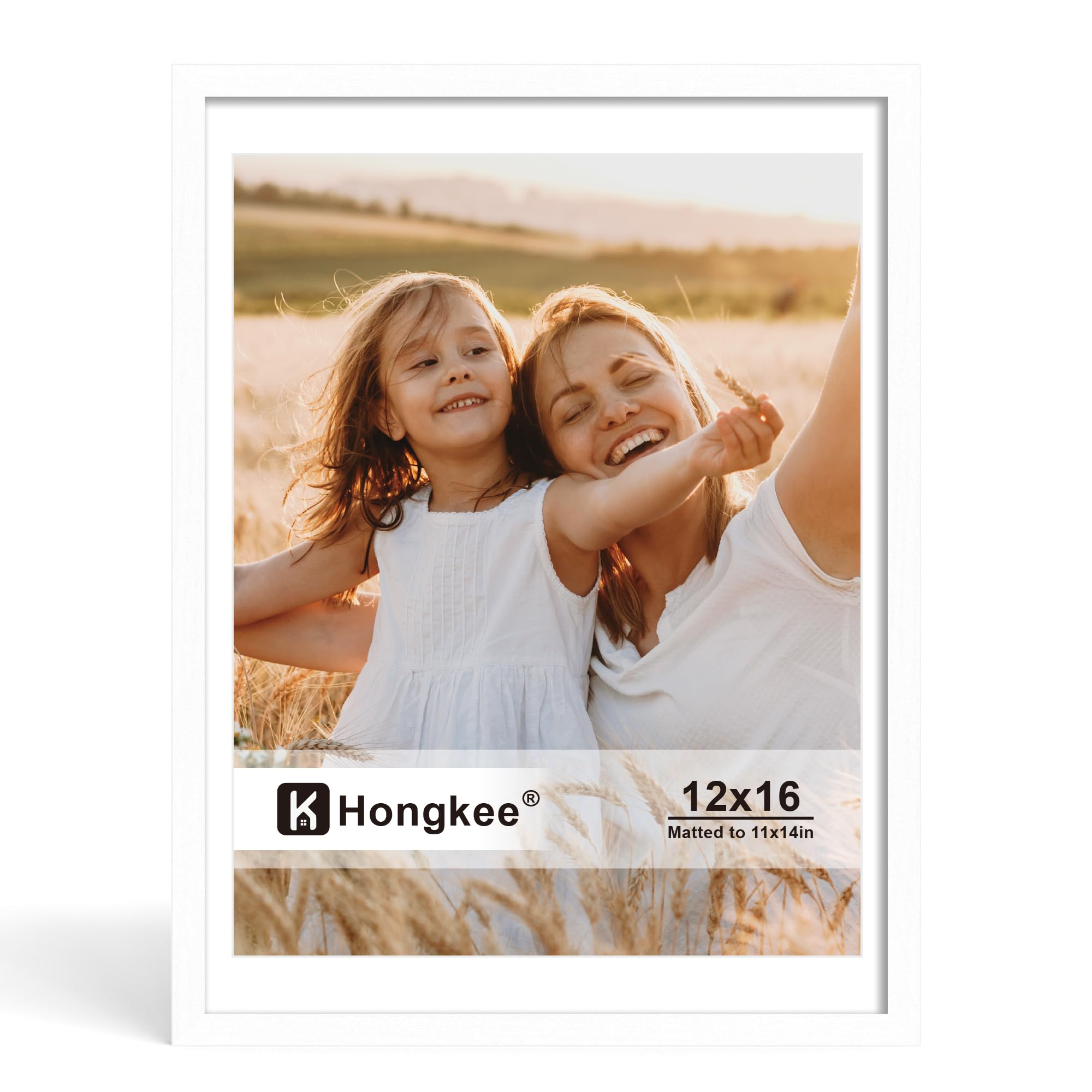 Hongkee 12x16 Picture Frame, Real Glass, 12 x 16 Solid Wood Frame, 1 Pack