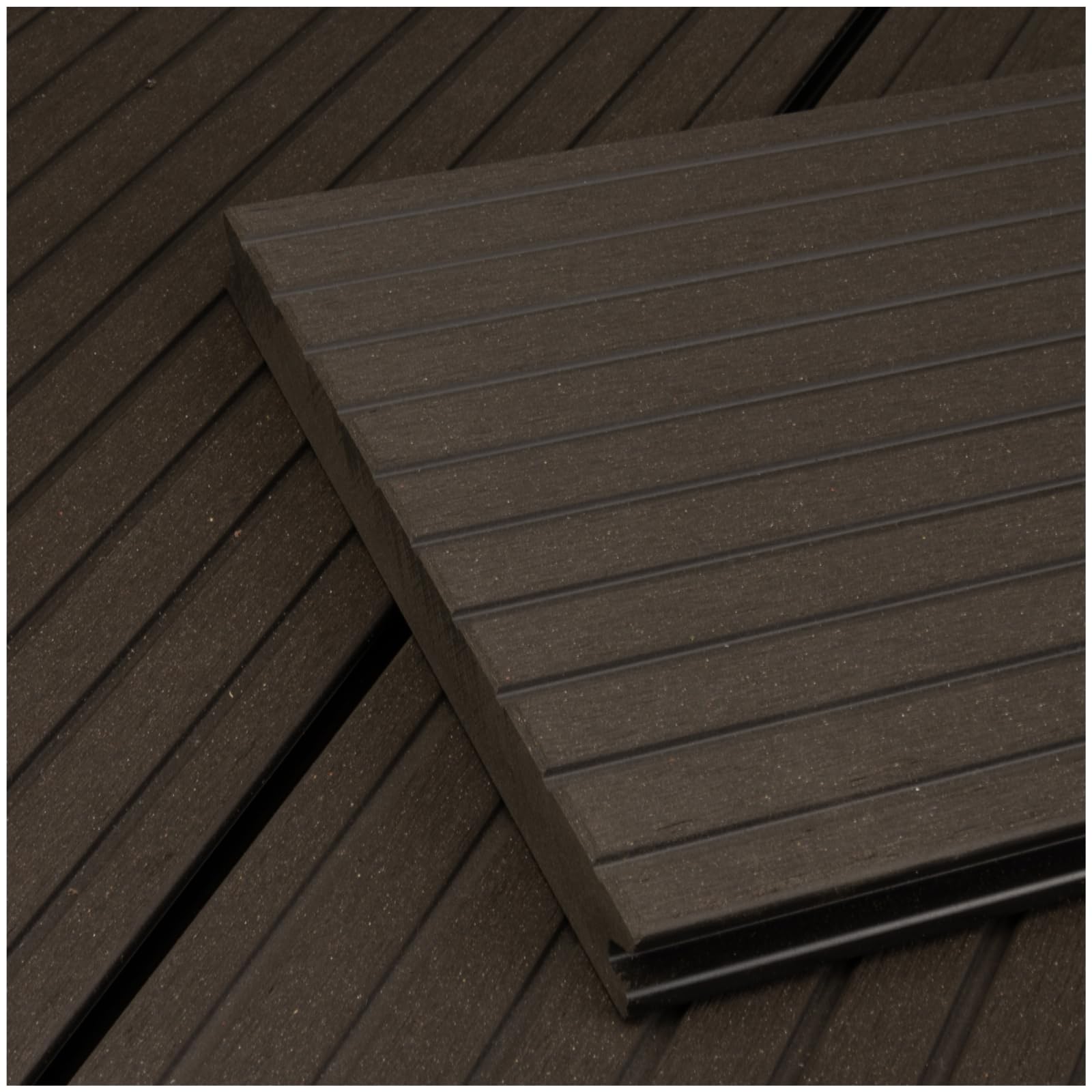 HORI WPC Terrassendielen Komplettset XXL Massiv Diele BPC Komplettbausatz Inkl. Unterkonstruktion 28x50 mm & Clips, Wetterfest, pflegeleicht & rutschhemmend