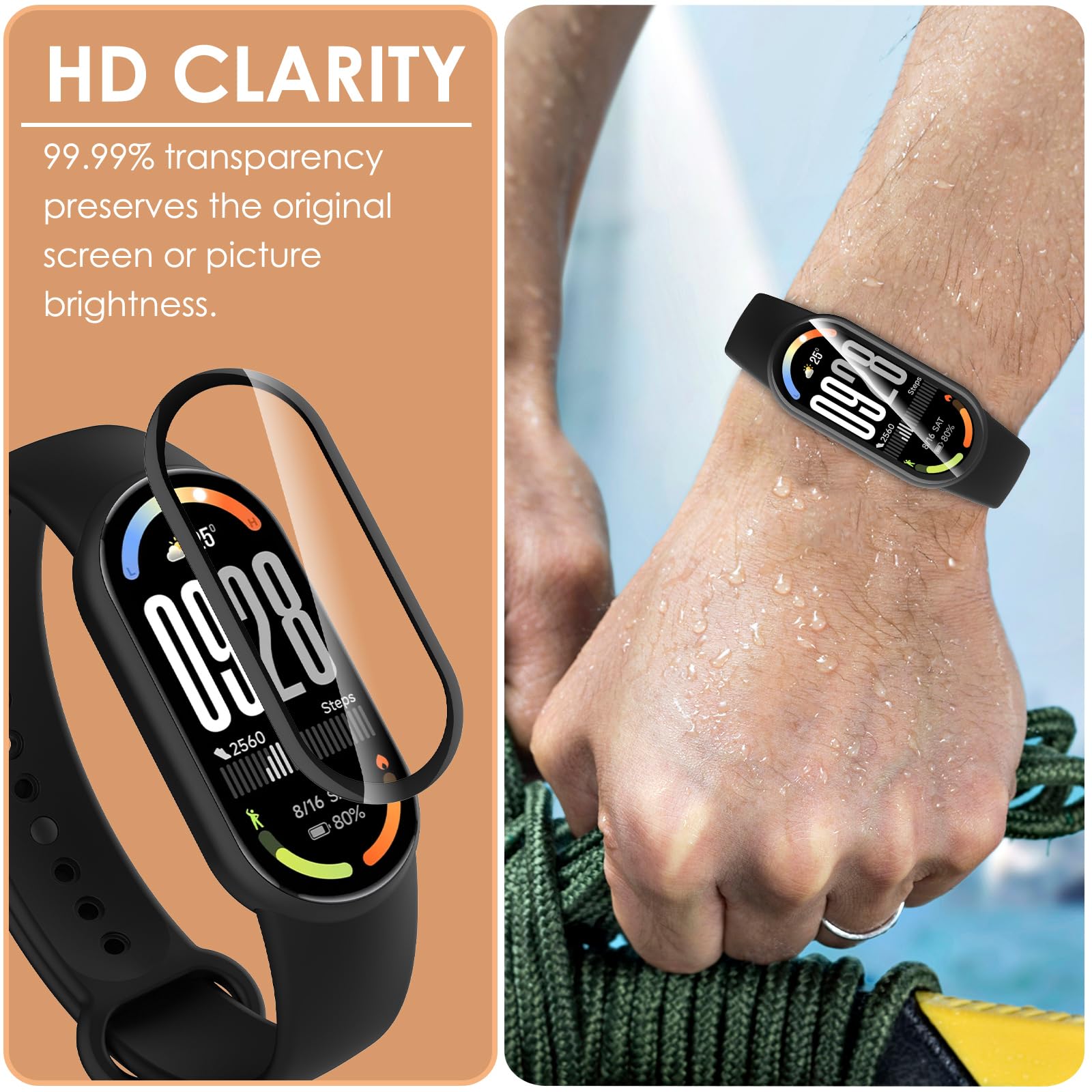Hianjoo 6 sztuk folii ochronnej, kompatybilna z Xiaomi Smart Band 10, twardość 9H, odporna na olej/odporna na zarysowania, folia ochronna na wyświetlacz kompatybilna z Xiaomi Smart Band 10