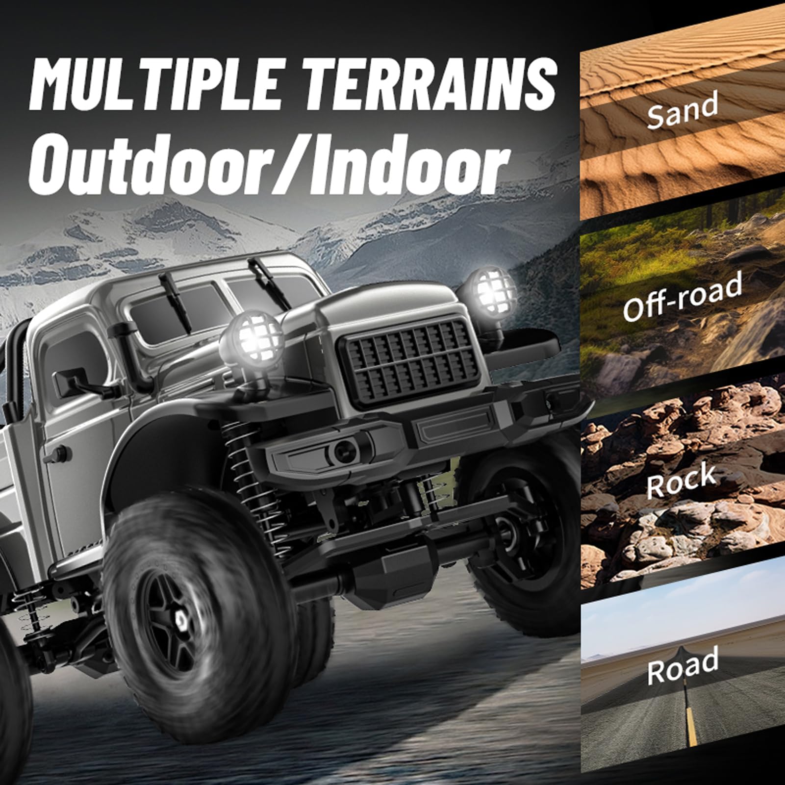 Dodoore D883 Remote Control Cars, 1/18 RC Crawler 2.4GHz 4WD Rock Crawler with LED Lights - Image 4