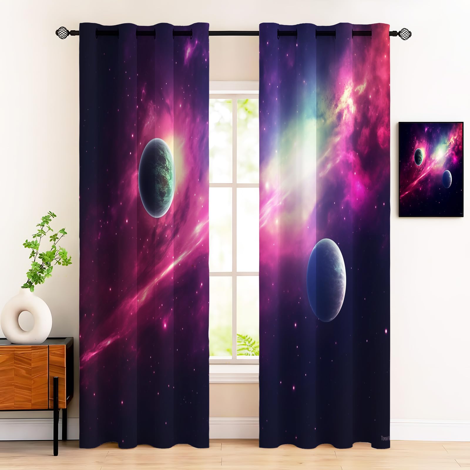Rideau occultant bloquer lumière pour préserver le sommeil avec motif planète