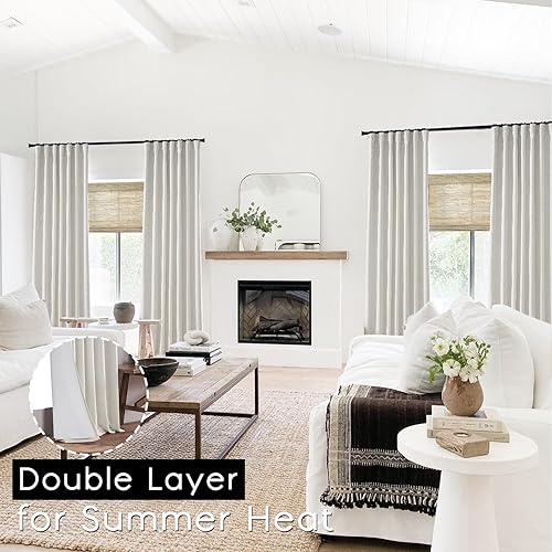 Miniatura 2 de Cortinas grandes de 120 pulgadas de largo para sala de estar, cortinas opacas grandes de lino de tamaño extra de 100 pies de largo, cortinas grandes