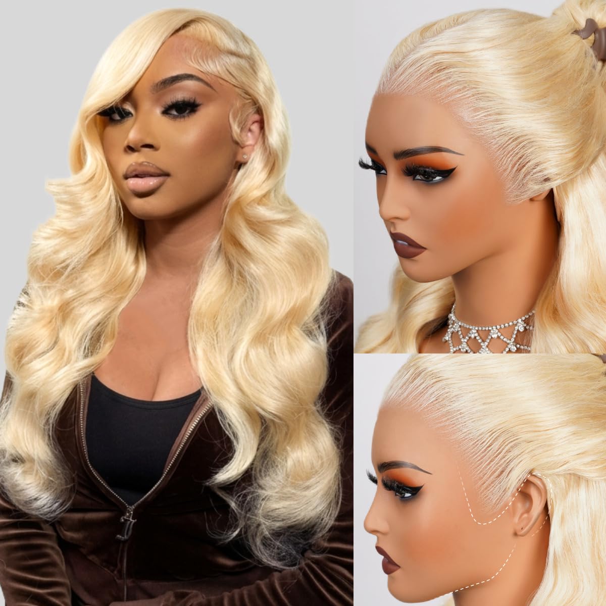 Arabella 613 Lace Front Wig Human Hair 13x6 Blonde Lace Front Wigs Human Hair 210% Density Body Wave 613 Pre Cut Glueless Wigs Pre Plucked Bleached