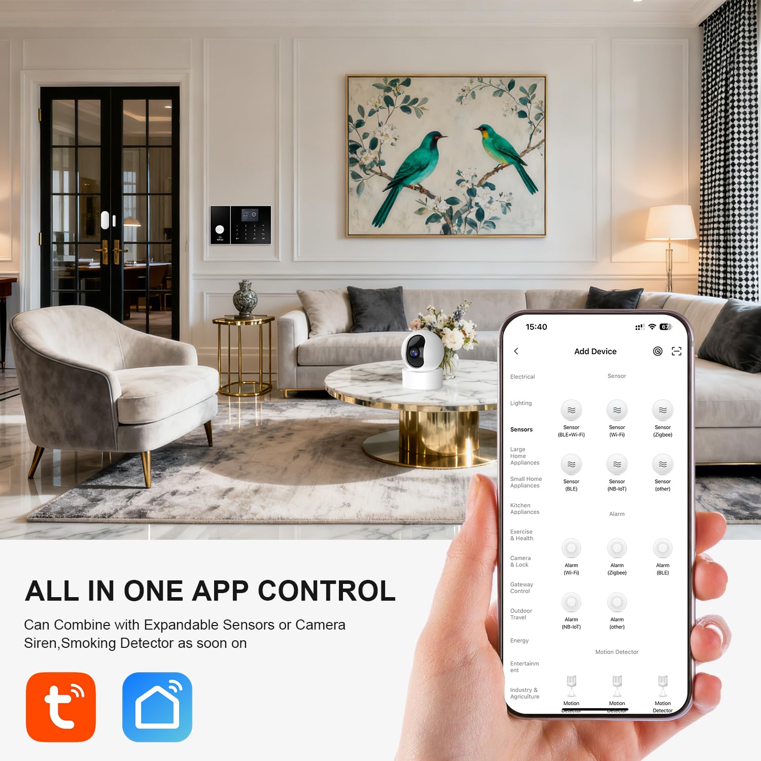 PGST Drahtloses Heim-Alarmsystem,4G+WiFi Sicherheitssystem mit Bedientastatur,Tür-/Fenster-Sensoren, Bewegungsmelder,120dB Alarm-Sirene, Alexa-kompatibel,Ohne monatliche Gebühren