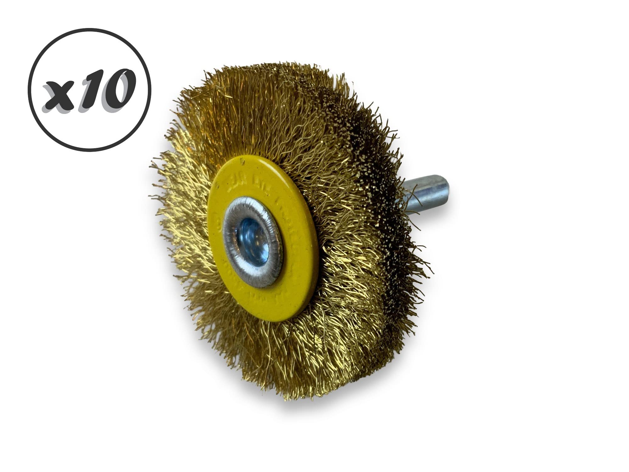 Kibros Lot 10 brosses rot. circ. laiton souple Ø 50 mm 12 mm tige