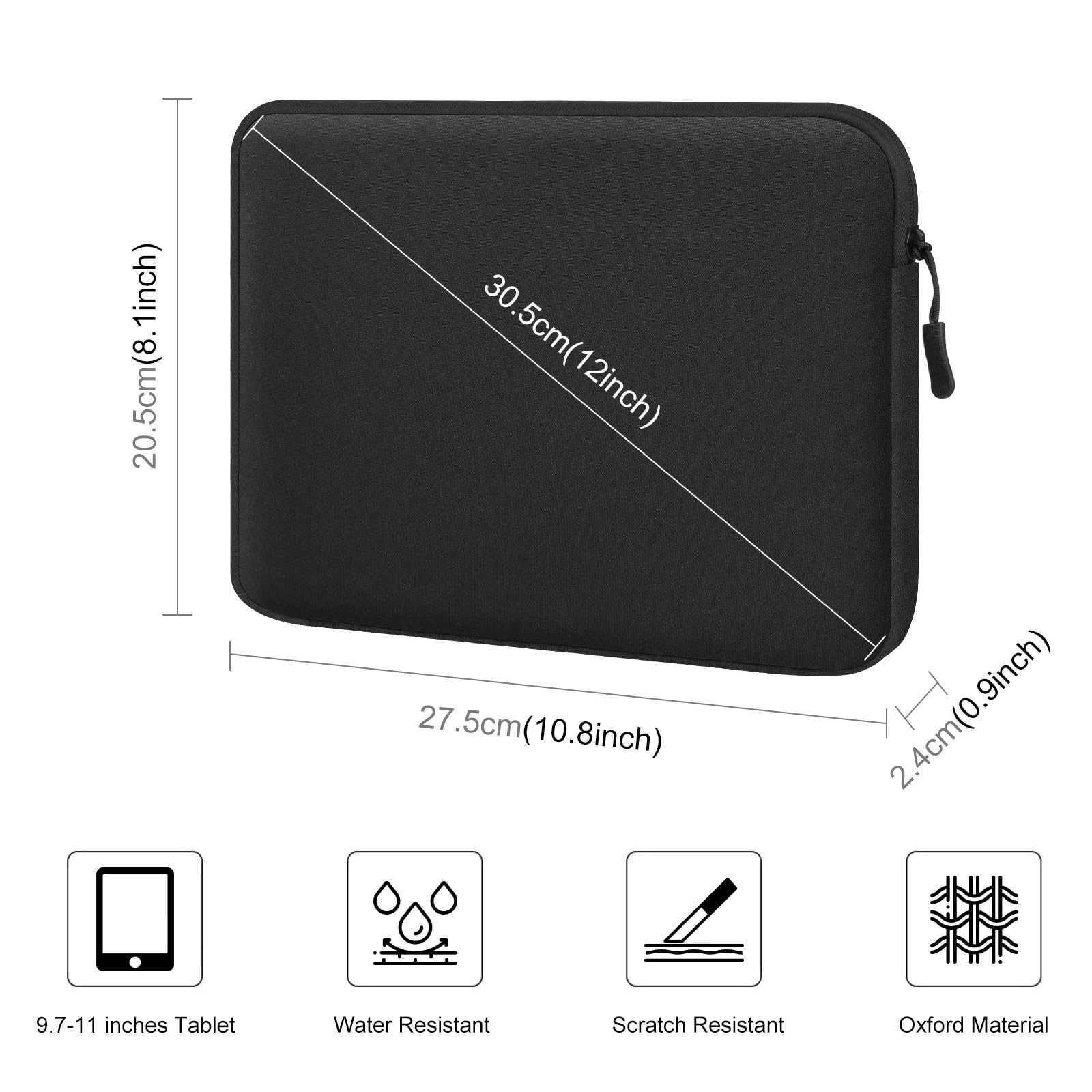 Funda De Tableta Funda for Tableta con Cremallera, maletín for tabletas de 9,7 a 11,0 Pulgadas para Tablet(Dark Blue)