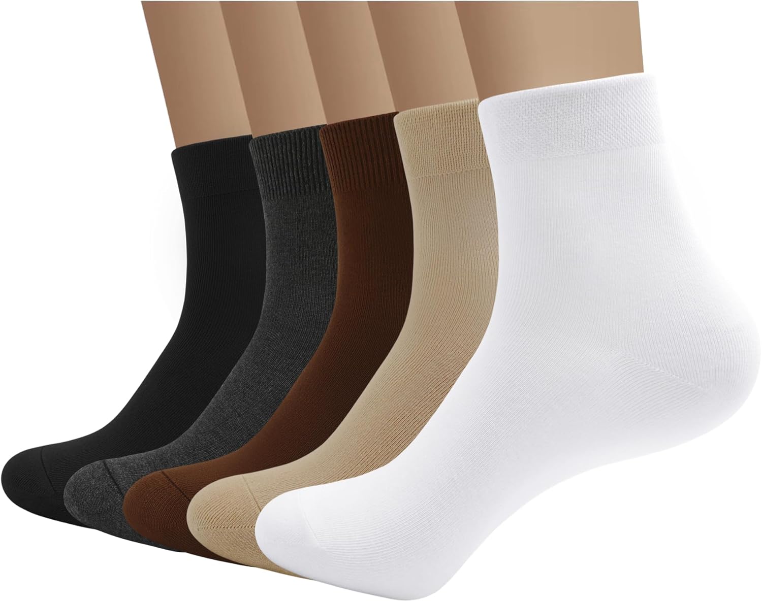 SERISIMPLE Viscose Bamboo Men's Breathable Quarter Thin Ankle High Socks - Comfort Cool Soft 5 Pairs