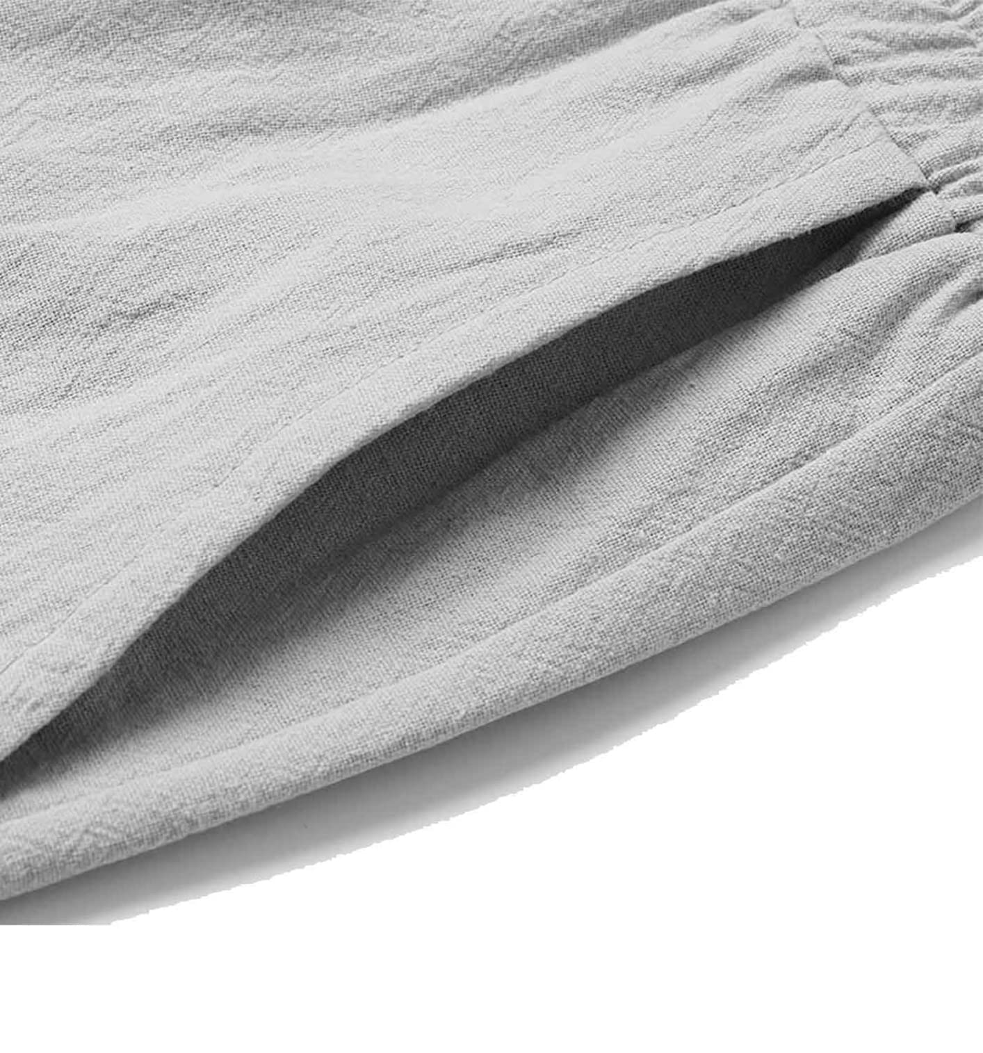 Pantalones de Lino Mujer Verano Cintura Alta Elástica Cordón Ancho Algodón