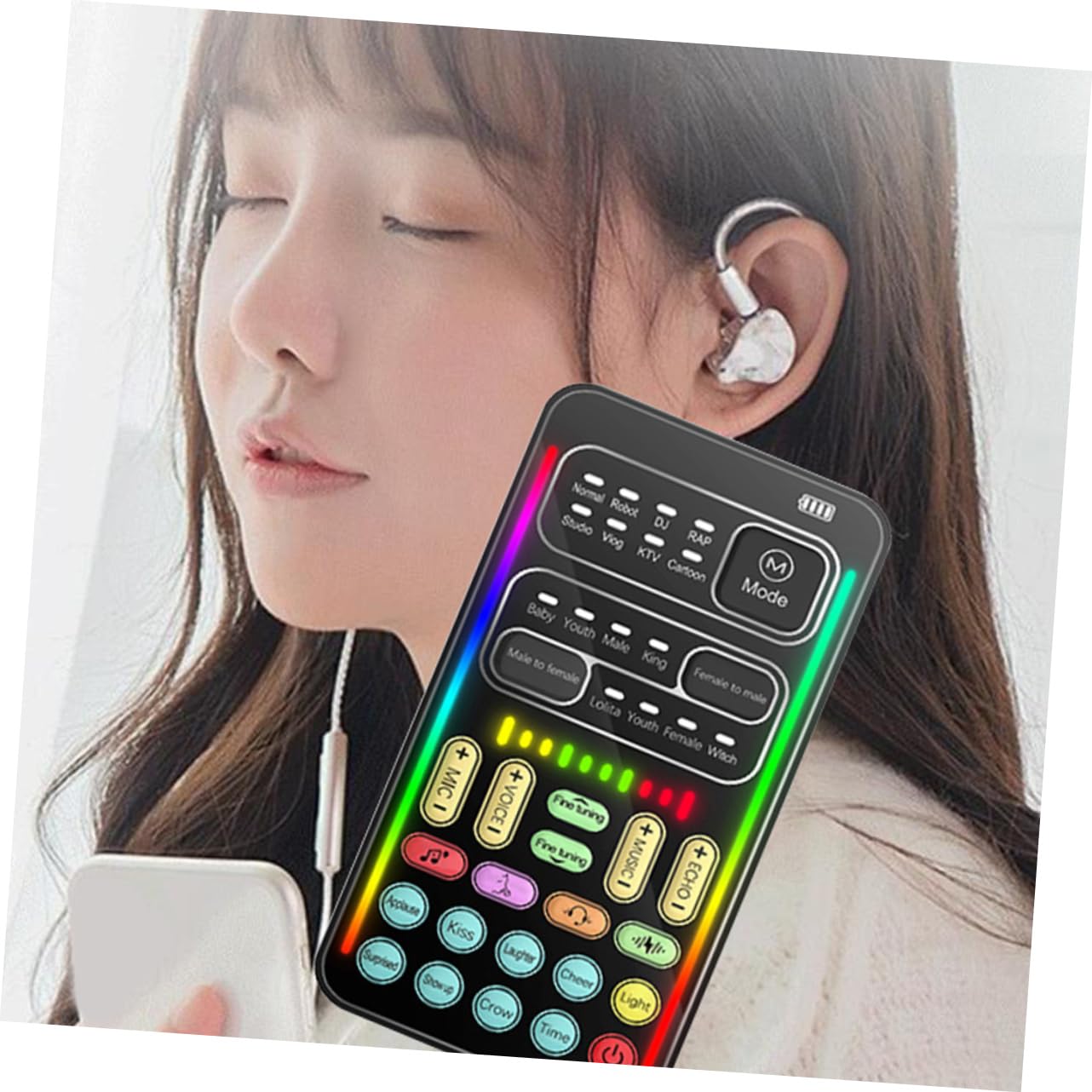 Operitacx Scheda Audio Mini Cambia Voce Multifunzionale per PC e Cellulare, Dispositivo Portatile 8 Effetti Sonori, Mixer Audio per Streaming, Videochiamate e Intrattenimento per Ragazzo