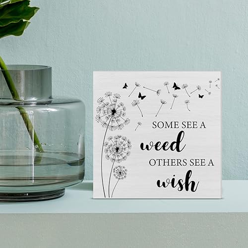 Miniatura 6 de Letrero de madera de diente de león de primavera, caja de madera de primavera, bloques de arte, decoración de escritorio, letreros rústicos para