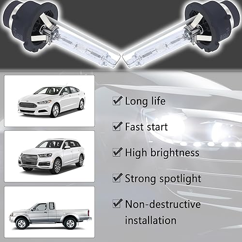 Miniatura 7 de 2 bombillas para faros delanteros, 6000 K blanco frío D2S, accesorios esenciales para iluminación de alto brillo, bombillas universales de 12 V
