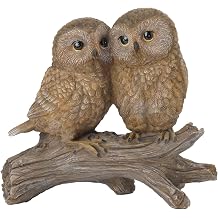Braxio Owl Statue Home Decor Gifts - 7.5 Inch Cute Owl Couple Statue on Tree Branch, Collectible Animal Sculpture, Rustic Style Ornament for Nature Lovers