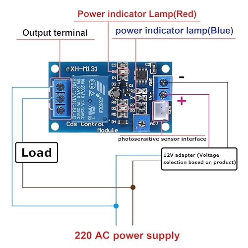 Miniatura 5 de 5 módulos de relé fotorresistente XH-M131, interruptor de control de luz CC 12 V 10 A, módulo de relé fotorresistente, sensor de detección de