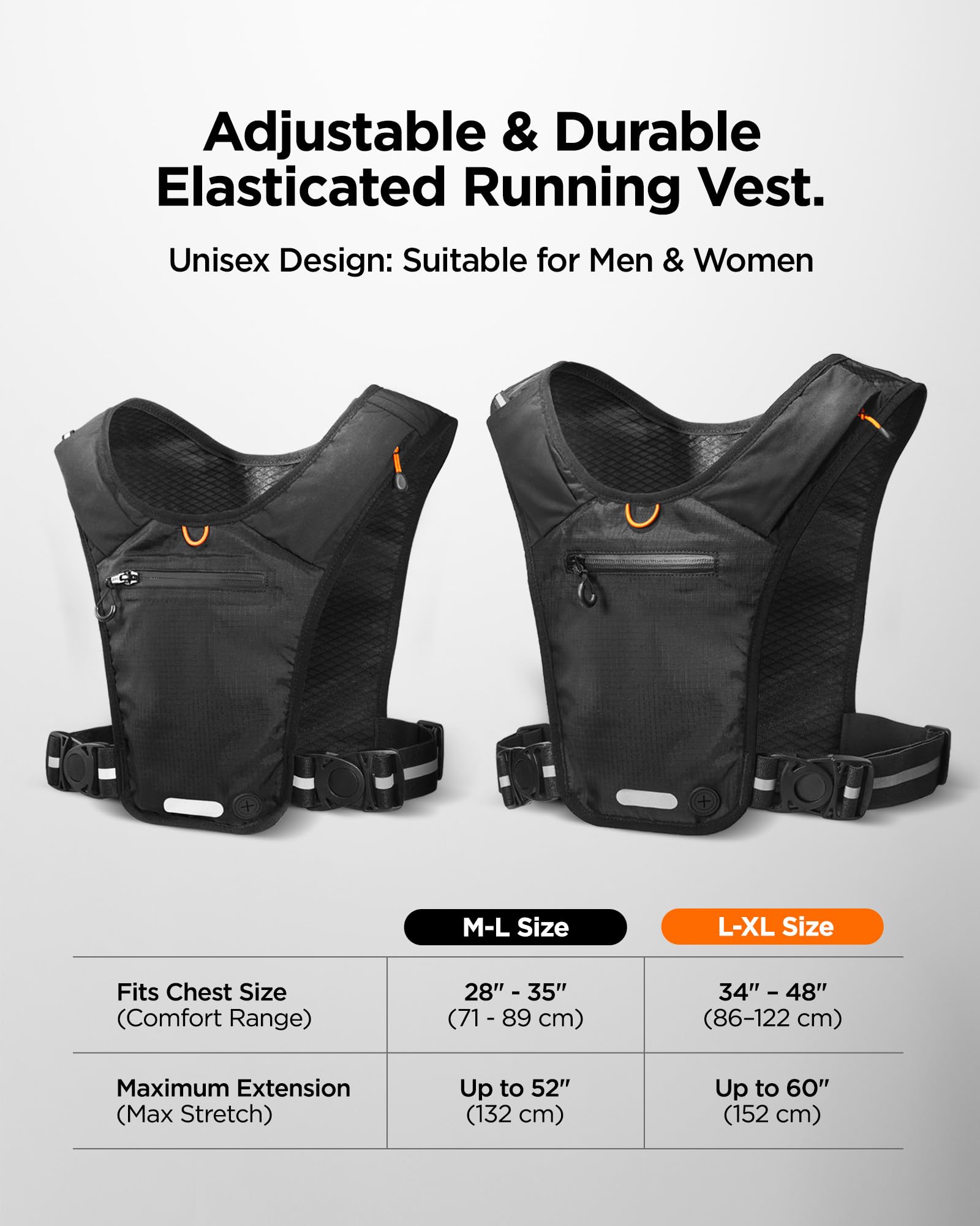 Spigen Dynamic Shield A720 Gilet da Corsa Leggero, Zaino da Corsa, Bande Riflettenti, Compatibile con Smartphone Fino a 6,9”, Leggero e Vestibilità Sicura - Nero (L-XL)