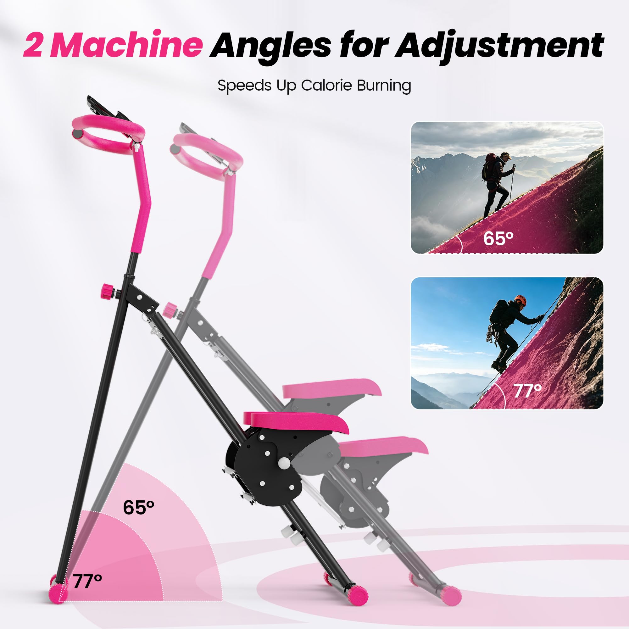 Yagud Stairmaster für Zuhause, Stair Stepper mit Doppelfeder-System, rutschfesten Pedalen und Haltegriff, faltbar, höhenverstellbare Pedale, LCD-Display, Fitnessgerät für das Home-Gym