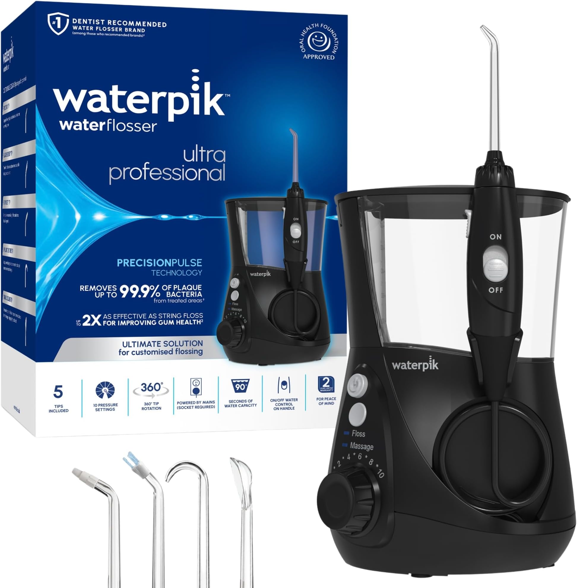 Water Flosser Ultra Professional, Plaque remover for teeth, Black