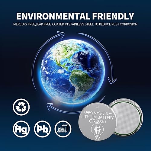 Miniatura 5 de Paquete de 10 baterías CR2025, batería de litio CR2025 de 3 V para llave remota de automóvil, reemplazo de batería de moneda CR 2025 de 3 voltios