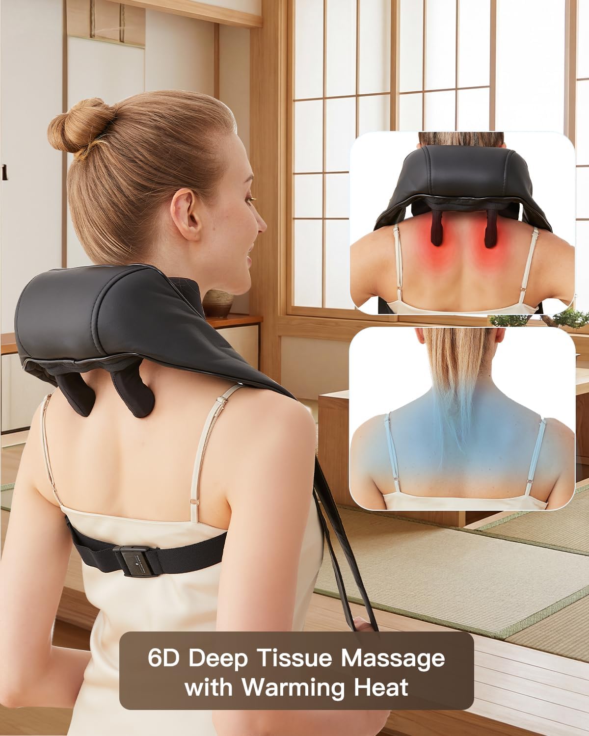 Neck and Shoulder Massager with Heat, Deep Tissue 3D Kneading Massage Pillow for Neck, Back, Trapezius Pain Relief, Portable Electric Massager for Home Office Car Use