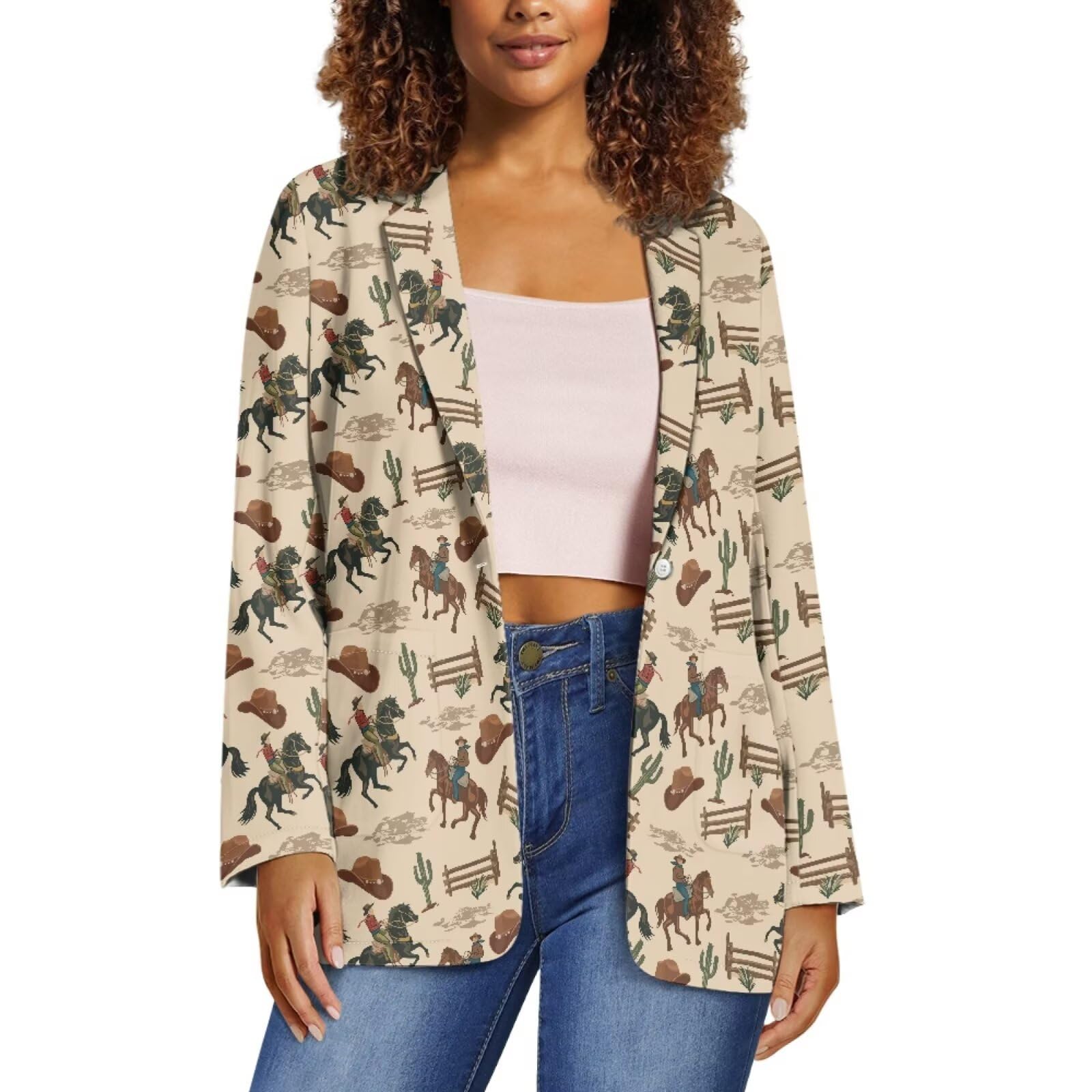 TOADDITDO Womens Casual Blazers Long Sleeve Lapel Button Slim Work Office Blazer Jacket with Pockets